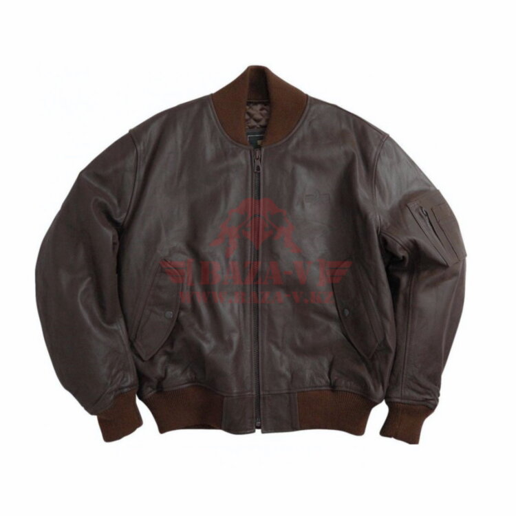 Кожаная куртка-бомбер Alpha Industries MA-1 Leather Flight Jacket (Brown)