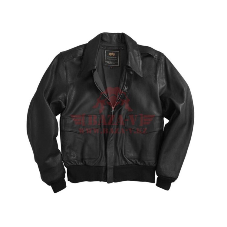 Кожаная куртка-бомбер Alpha Industries A-2 (Black)