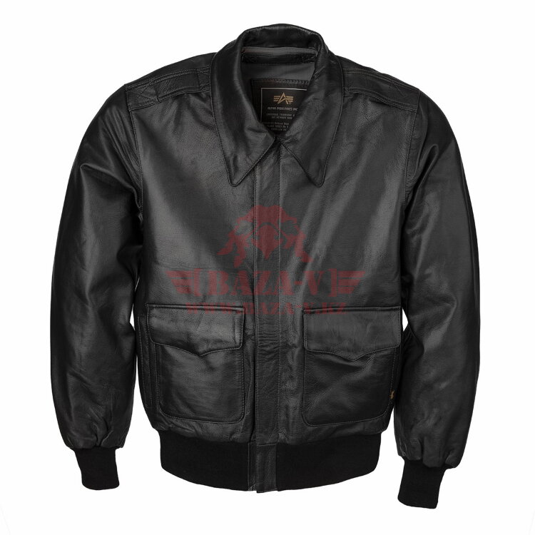 Кожаная куртка-бомбер Alpha Industries A-2 (Black)