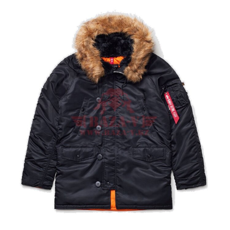 Зимняя куртка-парка Аляска Alpha Industries SLIM FIT N-3B (Black/Orange)